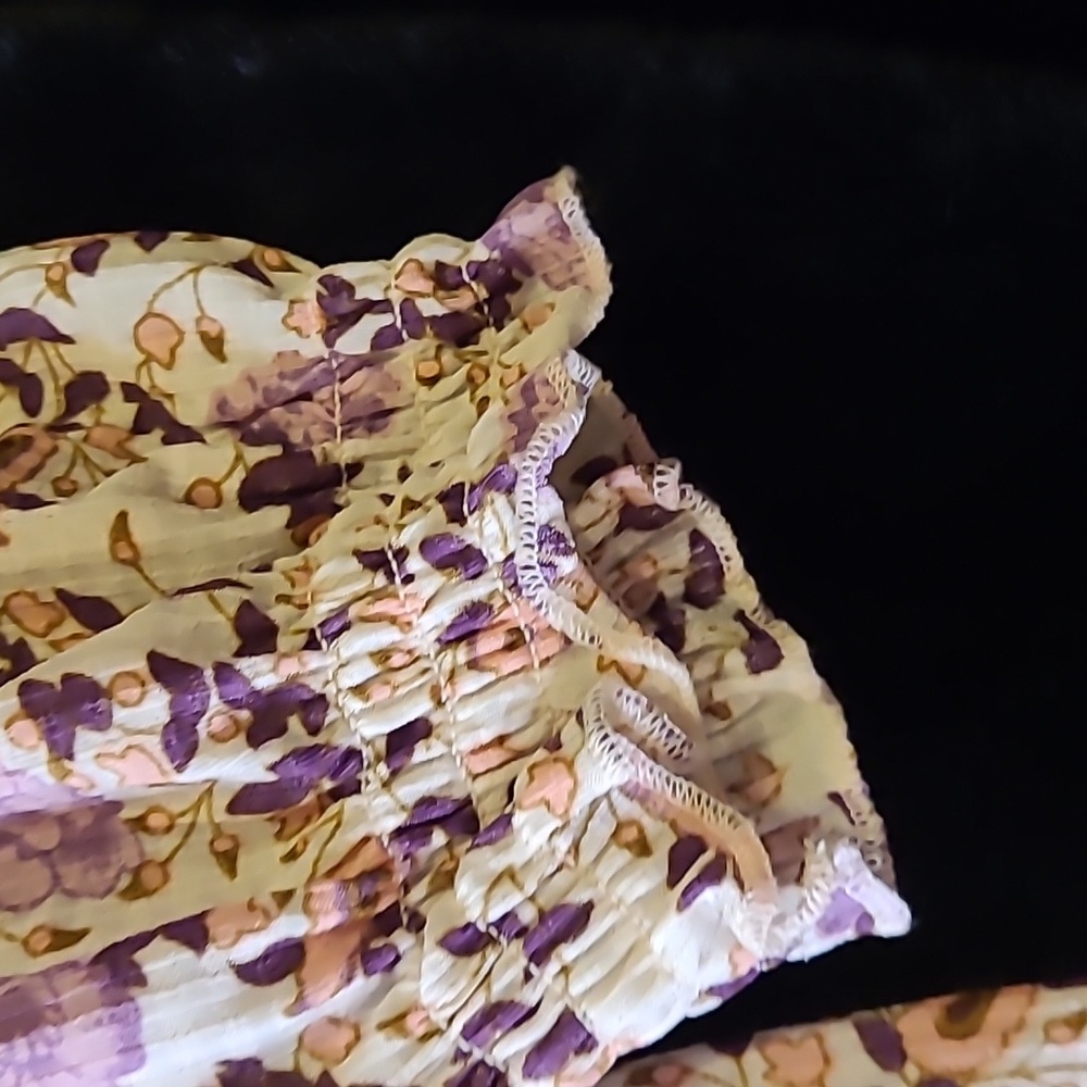 $5🧨 MELLODAY Floral Print Gathered short slv Blouse Pullover - Picture 6 of 13